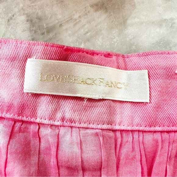 LoveShackFancy Landen Women’s Pink Tie Dye Tiered Ruffle Mini Skirt Cotton Y2K - Picture 4 of 12